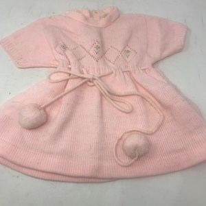 Toddler Vintage 1970s Pink Sweater Dress Size 18 M